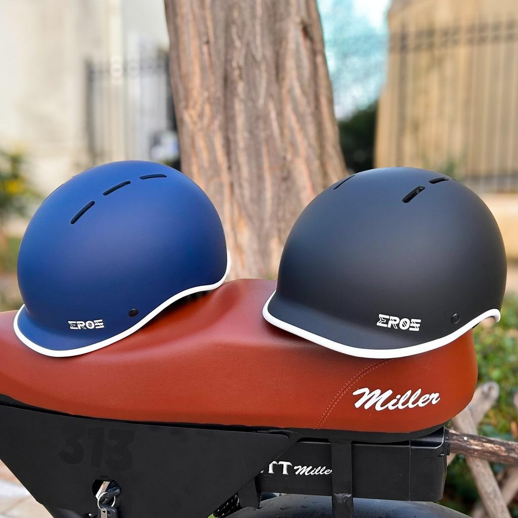 Eroz Vintage Collection Helm für Elektroroller und Fahrrad (Blau/Schwarz)