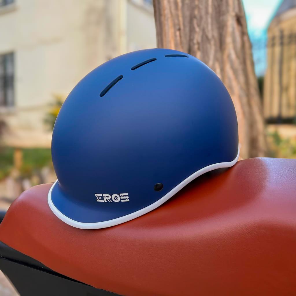 Eroz Vintage Collection Helm für Elektroroller und Fahrrad (Blau/Schwarz)